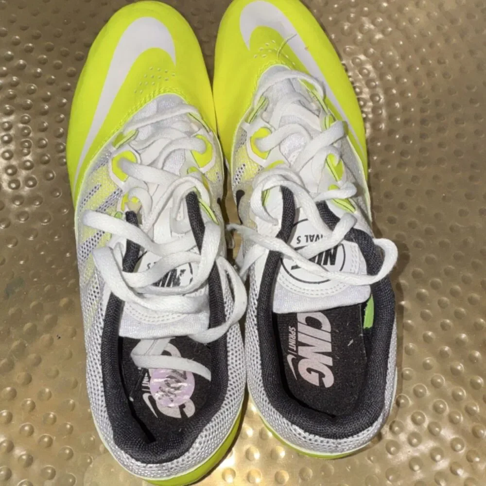 Nike Rival S Track Running Spikes Yellow White Athletic Shoes size 10